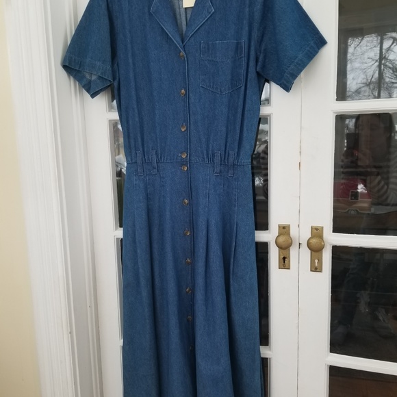 Vintage - Denim Button Down Midi Dress - Picture 3 of 6